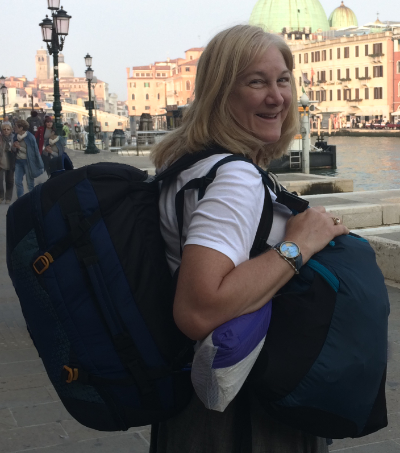 Deb Shadovitz with all of my bags in Italy
